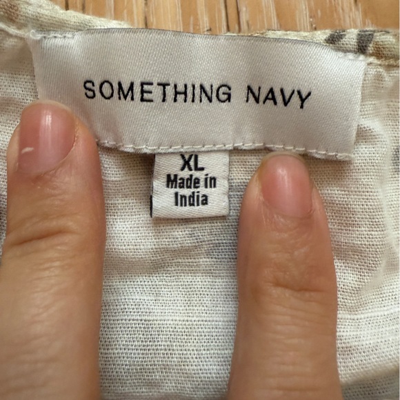 Something‎ Navy linen top pants size XL Lagenlook Earthy Old Money Boho floral - Picture 11 of 15